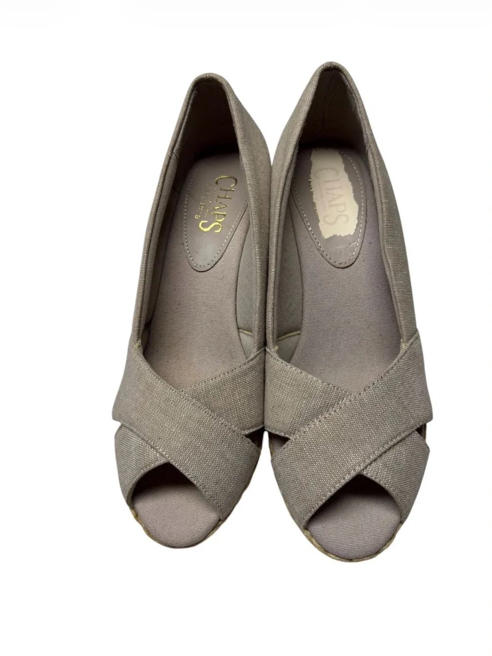 Chaps Peep-Toe Espadrille Wedge Heels